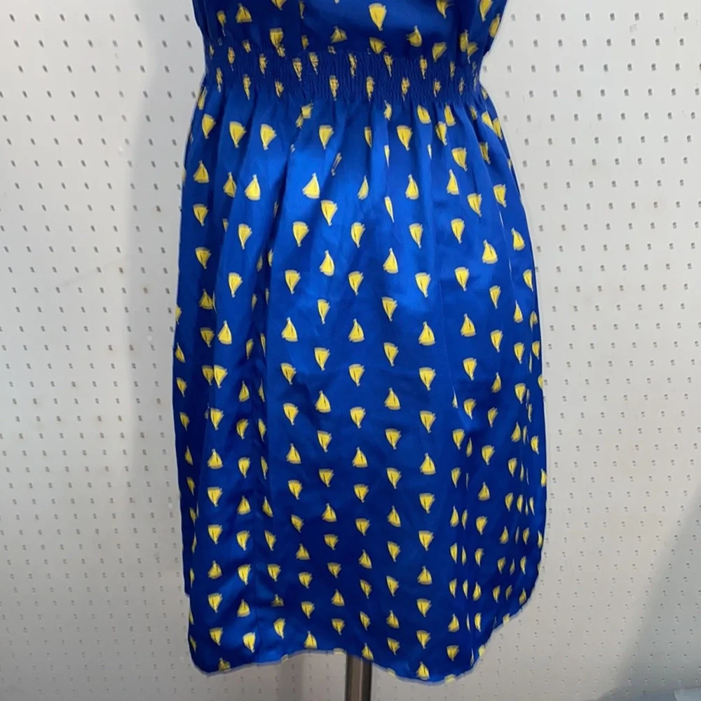 NWT Francesca’s Collection One Shoulder Yellow Sailboat Small Blue Dress - Picture 5 of 10